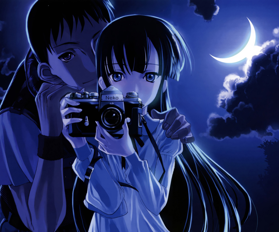 Das Anime Girl With Vintage Photo Camera Wallpaper 960x800