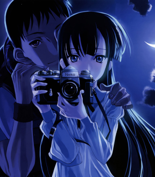 Anime Girl With Vintage Photo Camera - Obrázkek zdarma pro iPhone 4