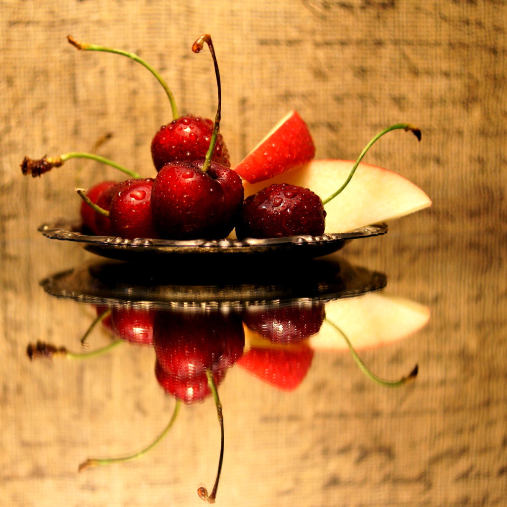 Das Cherries Acrylic Still Life Wallpaper 1024x1024