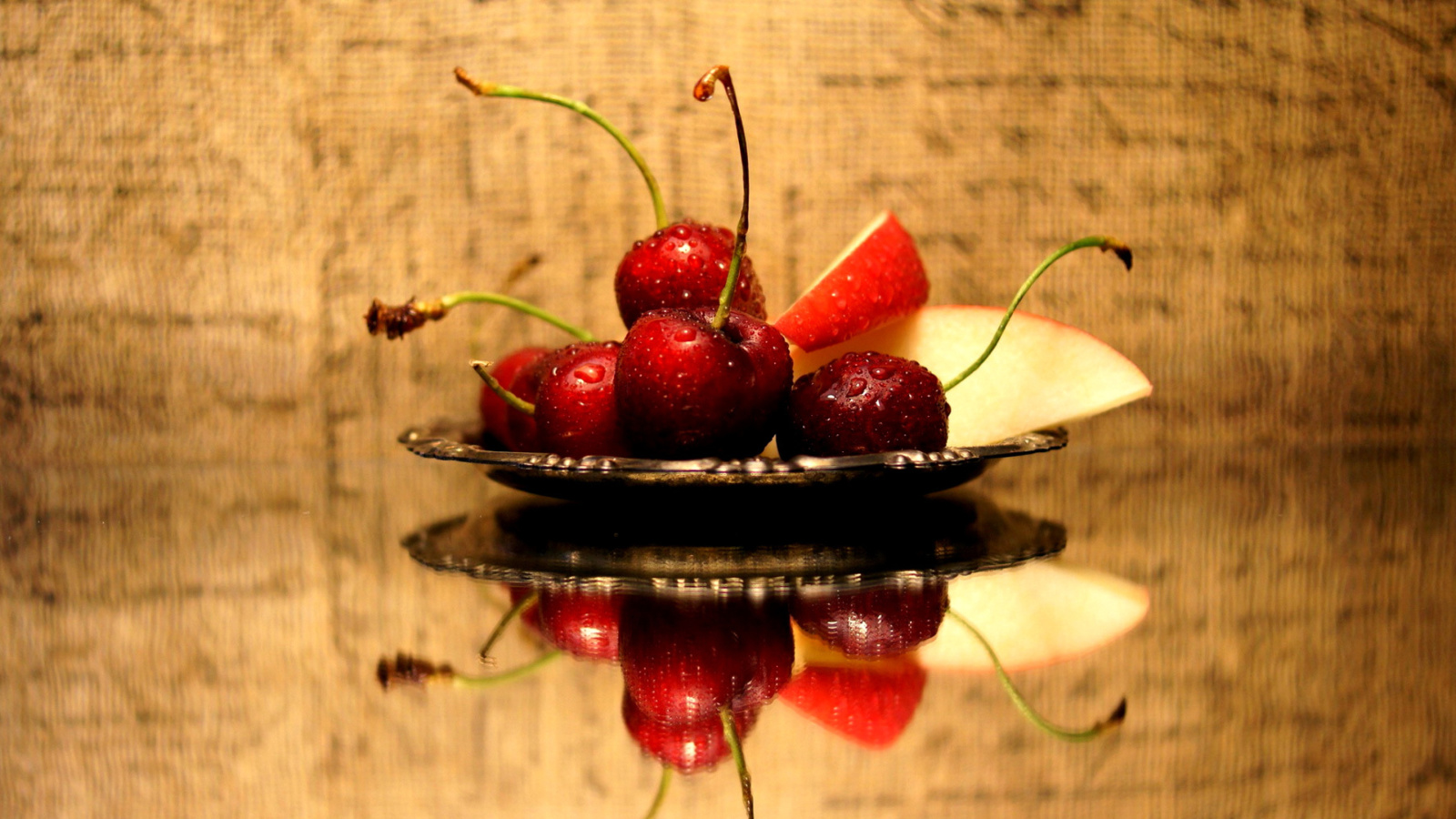 Обои Cherries Acrylic Still Life 1600x900