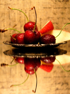 Обои Cherries Acrylic Still Life 240x320