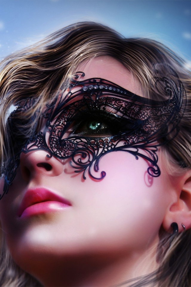 Das Girl Wearing Mask Wallpaper 640x960
