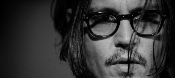 Johnny Depp Black And White Portrait screenshot #1 720x320