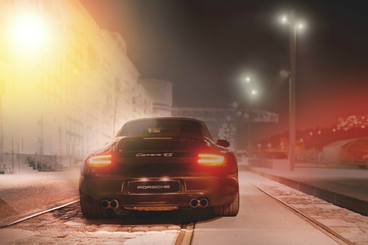 Black Porsche Carrera At Night wallpaper