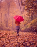 Fondo de pantalla Autumn Walk With Red Umbrella 128x160