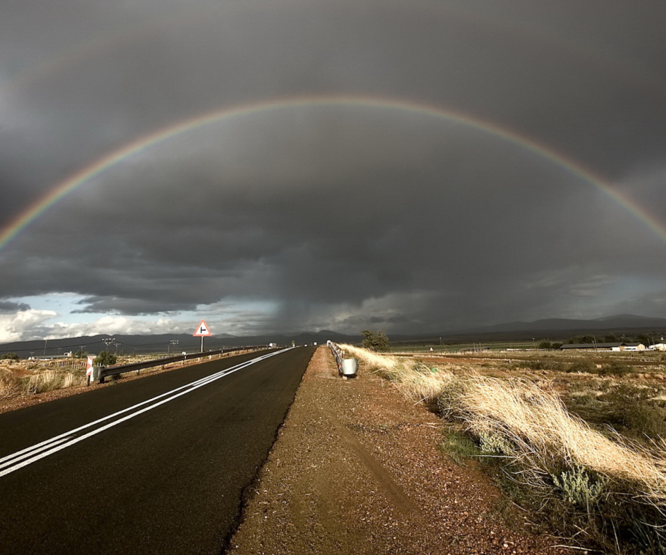 Das Double Rainbow And Road Wallpaper 960x800