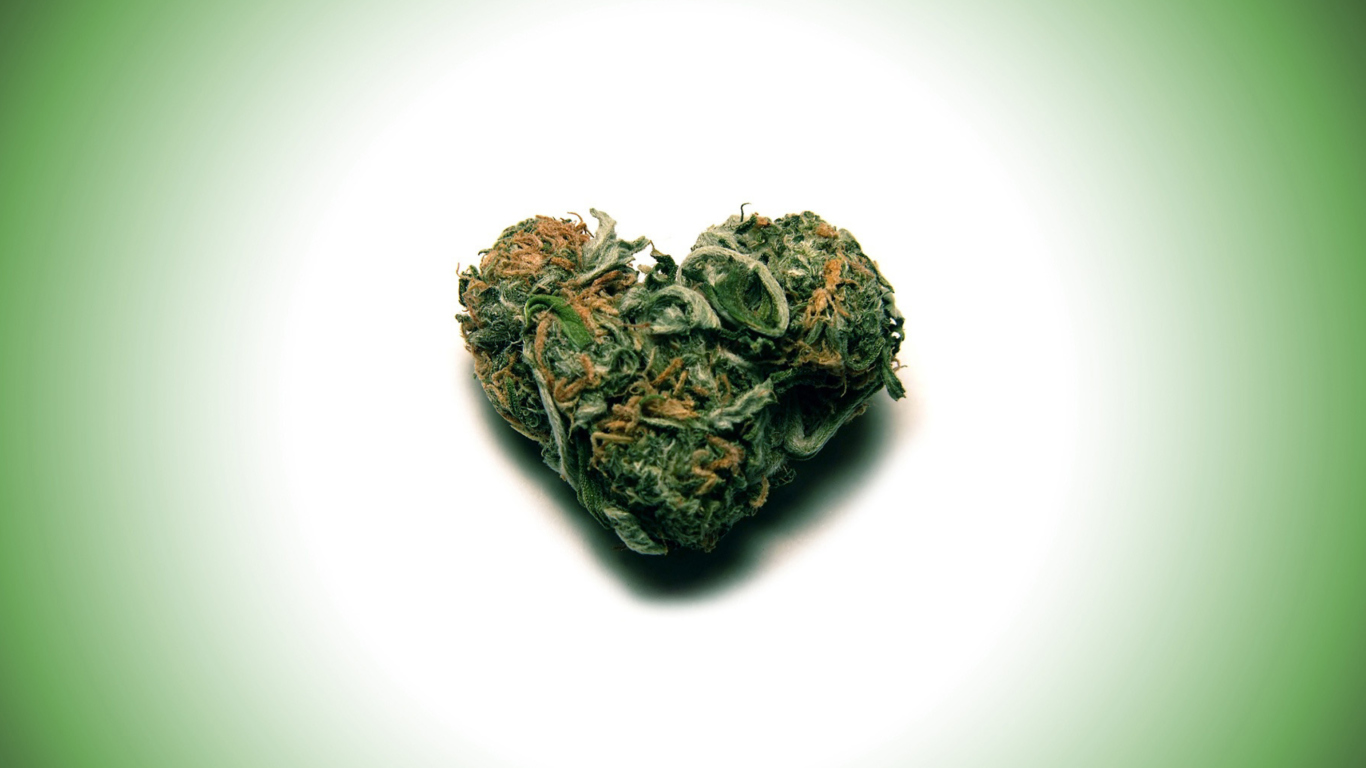 Screenshot №1 pro téma Weed Heart 1366x768