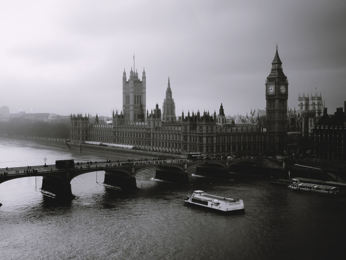 Das London City Black And White Wallpaper 1152x864