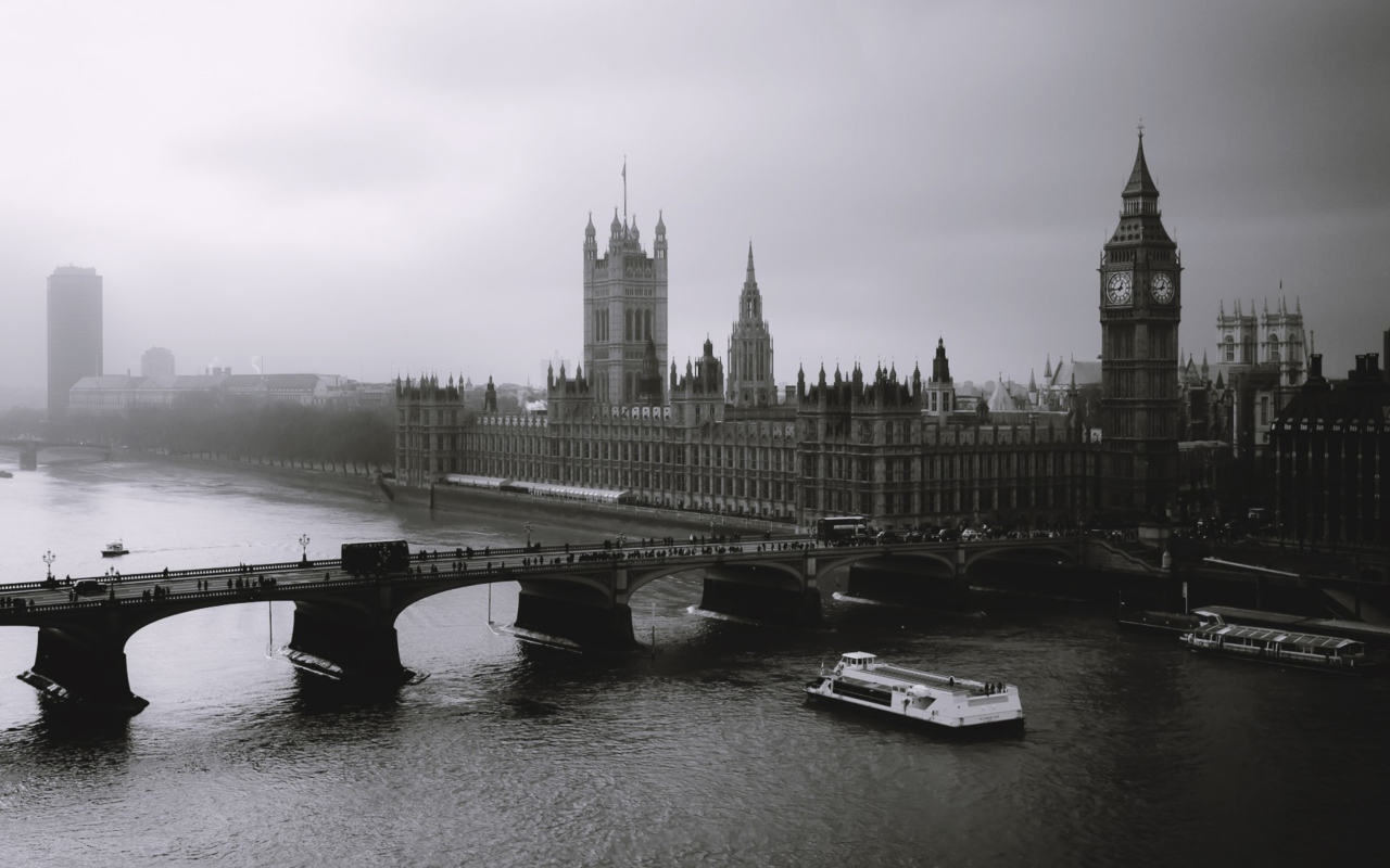 Das London City Black And White Wallpaper 1280x800