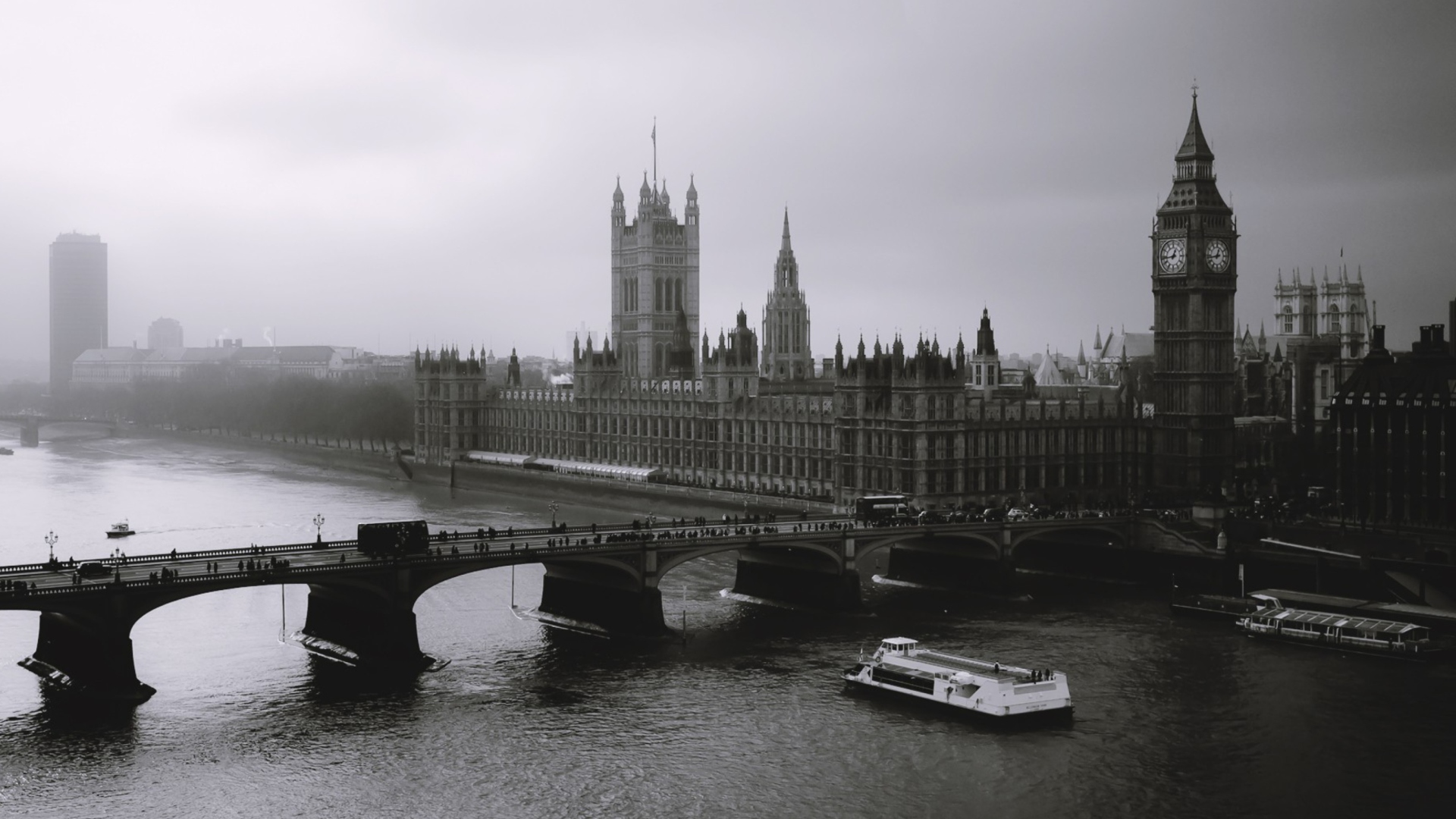 Fondo de pantalla London City Black And White 1920x1080