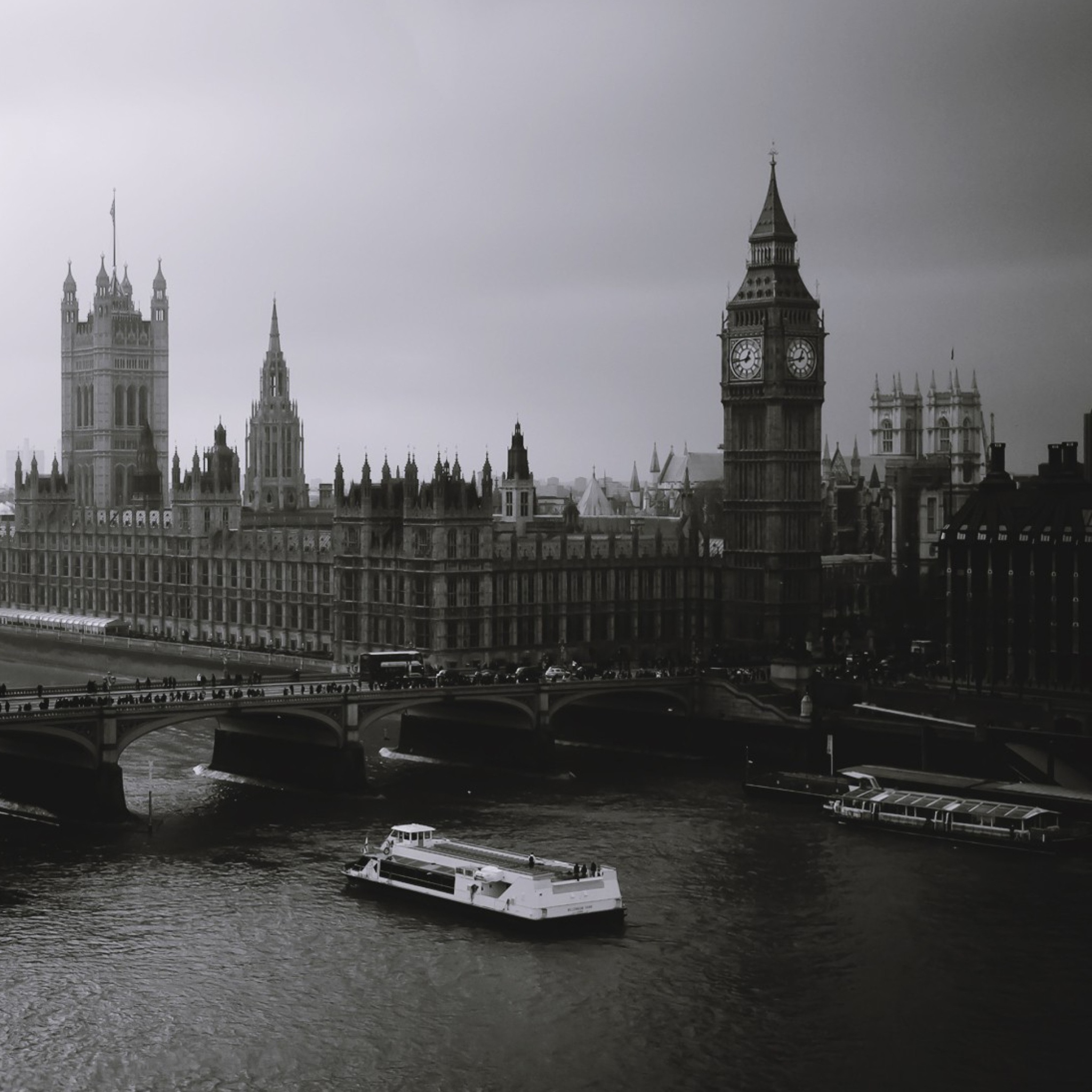 Das London City Black And White Wallpaper 2048x2048