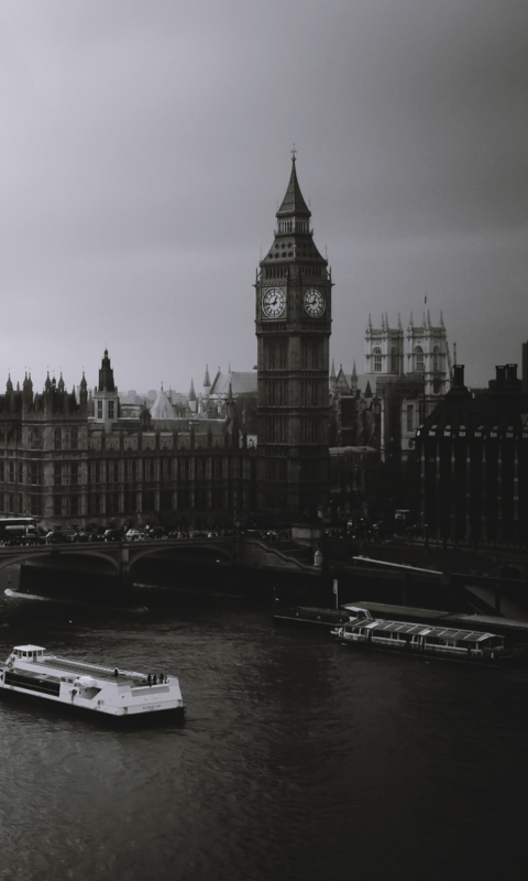 Das London City Black And White Wallpaper 480x800