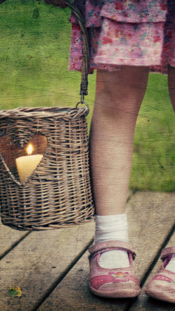 Child With Basket And Candle screenshot #1 360x640