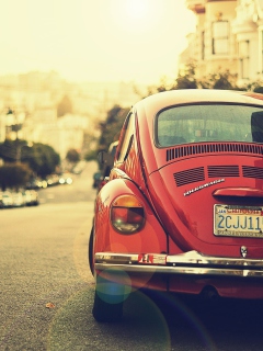 Screenshot №1 pro téma Vintage Red Volkswagen Beetle 240x320