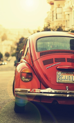 Screenshot №1 pro téma Vintage Red Volkswagen Beetle 240x400