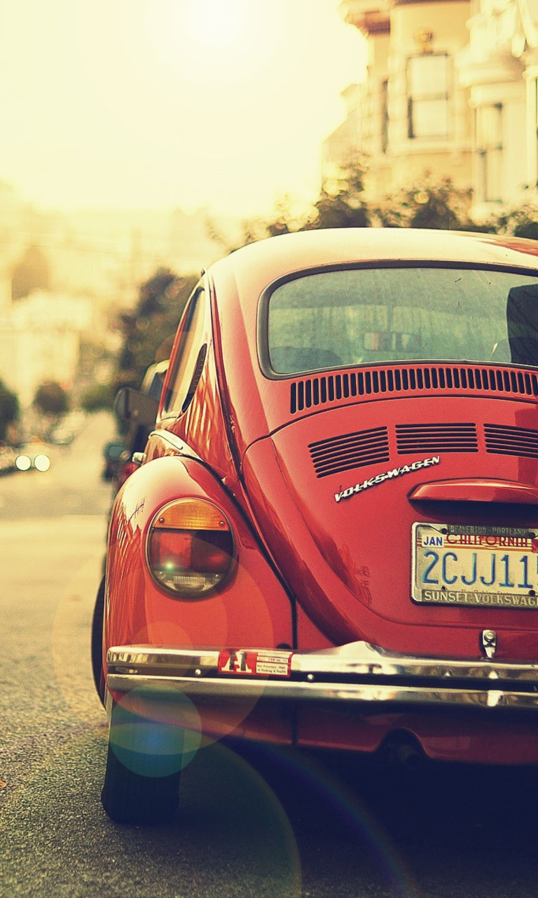 Fondo de pantalla Vintage Red Volkswagen Beetle 768x1280
