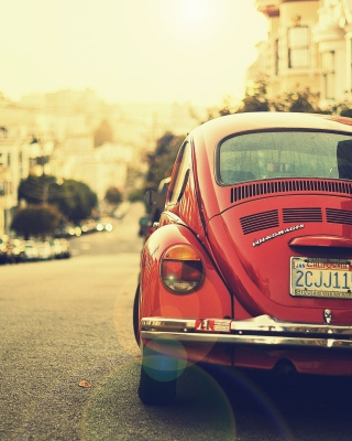 Vintage Red Volkswagen Beetle - Obrázkek zdarma pro 132x176
