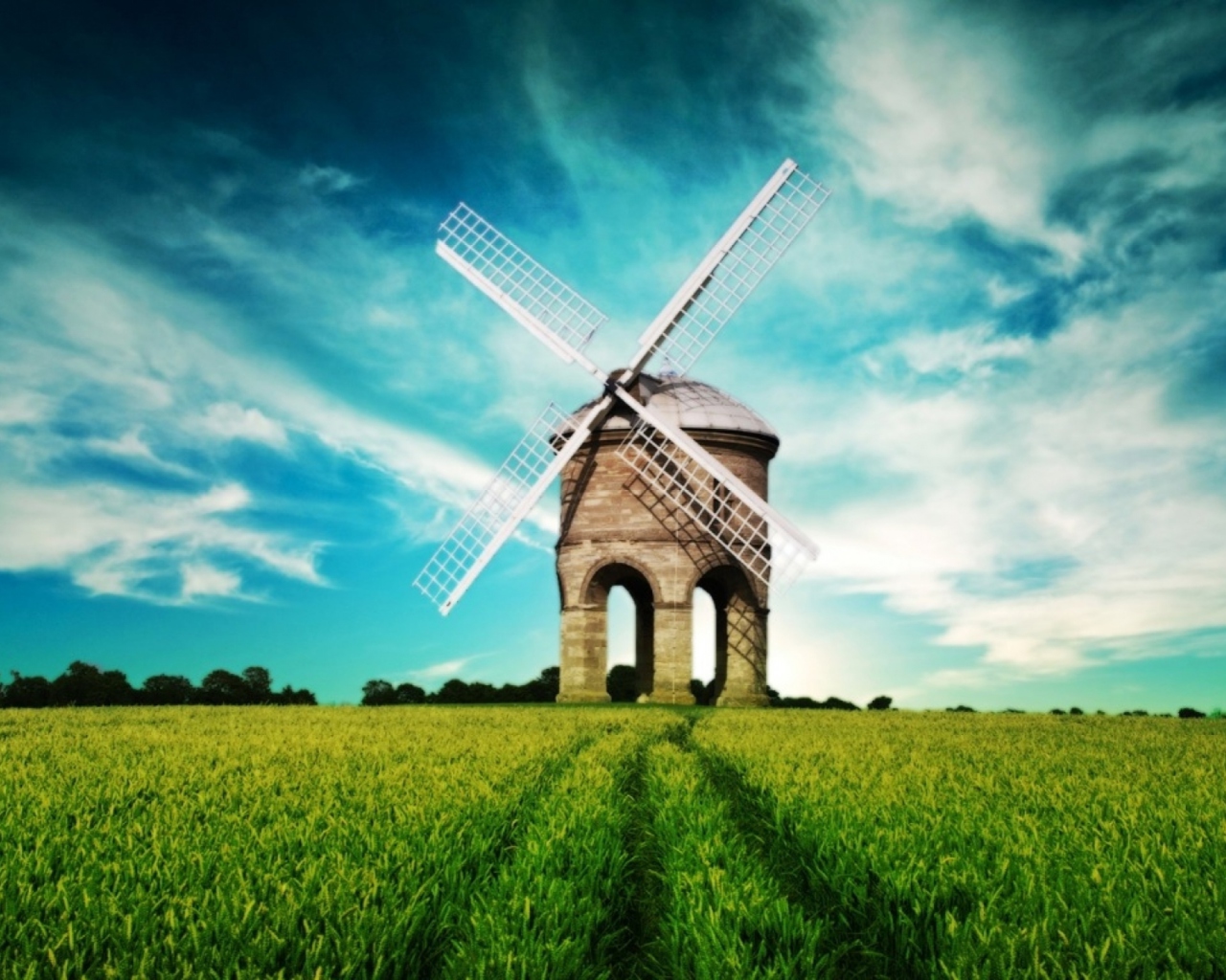 Sfondi Windmill In Field 1280x1024