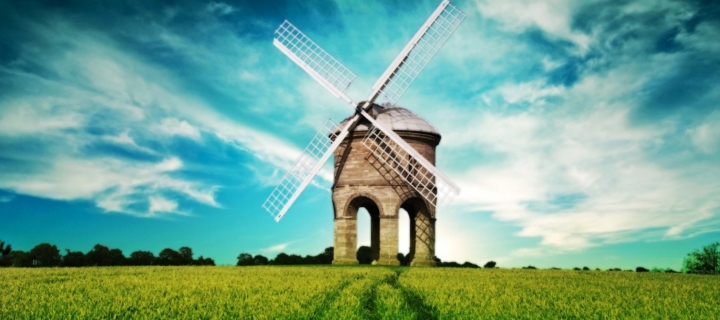 Screenshot №1 pro téma Windmill In Field 720x320