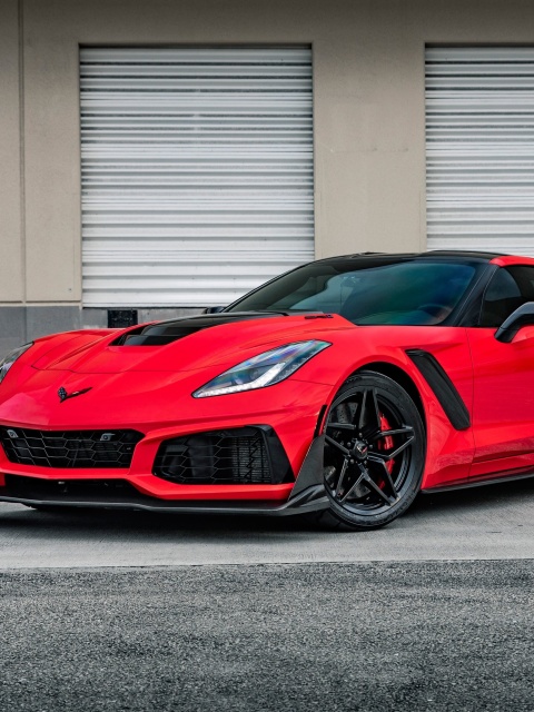 Обои Chevrolet Corvette Red Tuning 480x640