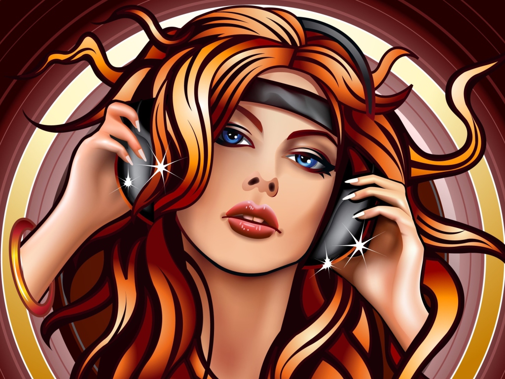 Screenshot №1 pro téma Girl In Headphones Vector Art 1024x768