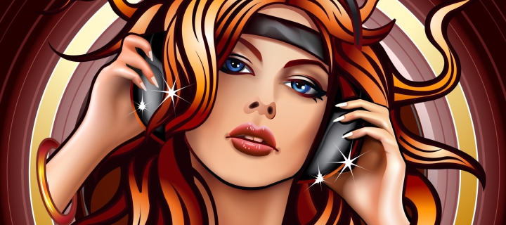 Screenshot №1 pro téma Girl In Headphones Vector Art 720x320