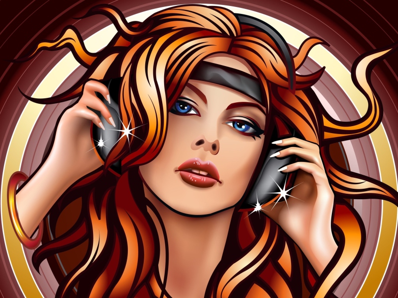 Screenshot №1 pro téma Girl In Headphones Vector Art 800x600
