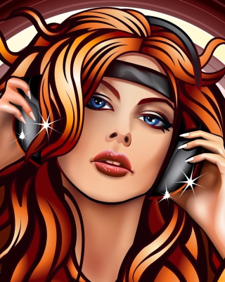 Girl In Headphones Vector Art - Obrázkek zdarma pro 320x480