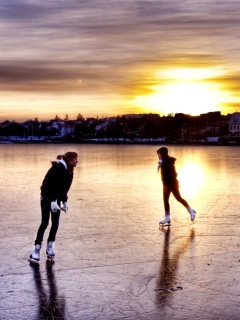 Sfondi Ice Skating in Iceland 240x320