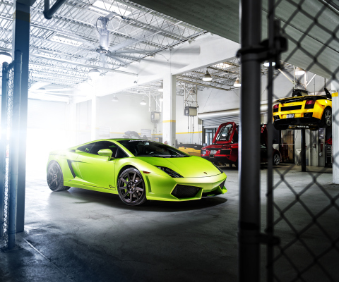 Screenshot №1 pro téma Neon Green Lamborghini Gallardo 480x400