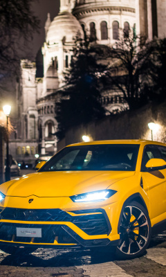 Das Yellow Lamborghini Urus Super SUV Wallpaper 240x400