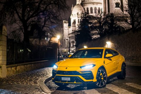 Screenshot №1 pro téma Yellow Lamborghini Urus Super SUV 480x320