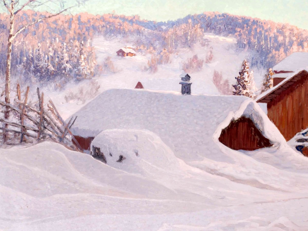 Fondo de pantalla Anshelm Schultzberg Winter Landscape 1024x768