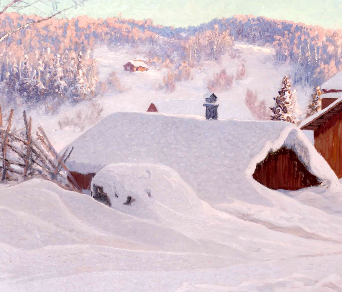 Fondo de pantalla Anshelm Schultzberg Winter Landscape 1200x1024
