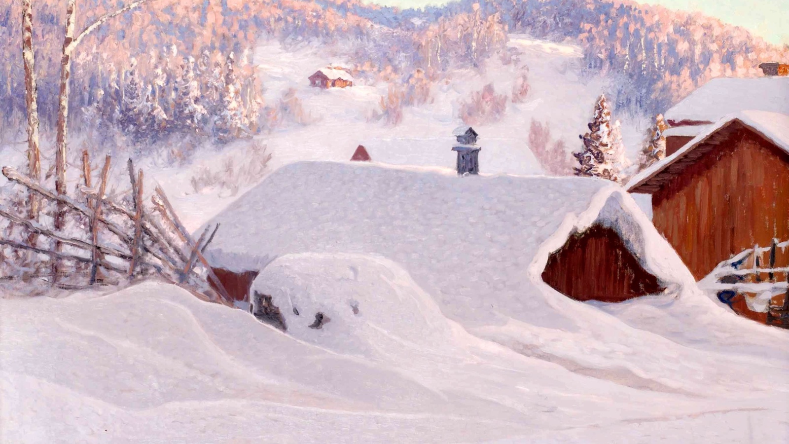 Обои Anshelm Schultzberg Winter Landscape 1600x900