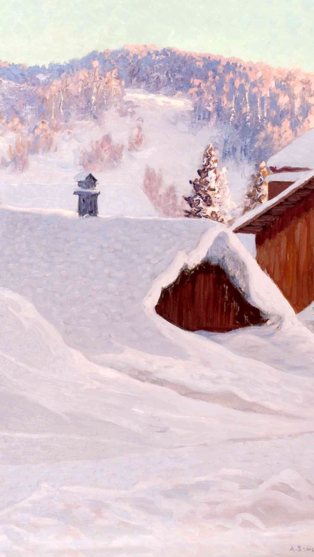 Screenshot №1 pro téma Anshelm Schultzberg Winter Landscape 640x1136