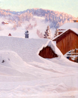 Anshelm Schultzberg Winter Landscape - Obrázkek zdarma pro iPhone 5S