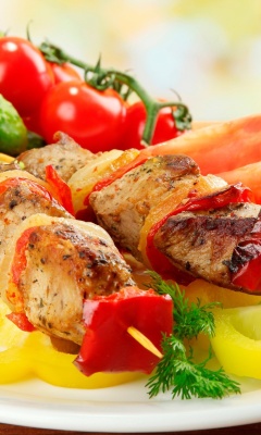 Shish kebab from pork recipe wallpaper 240x400