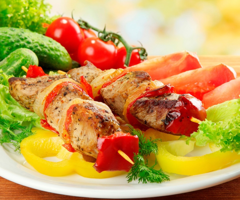 Обои Shish kebab from pork recipe 960x800