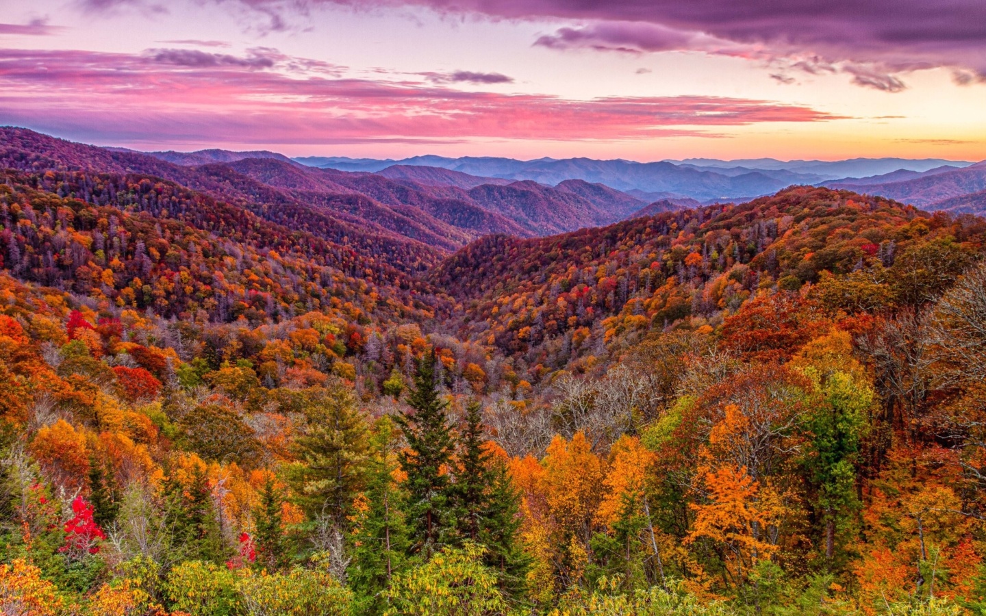 Screenshot №1 pro téma Autumn Mountains Alpine Panorama 1440x900