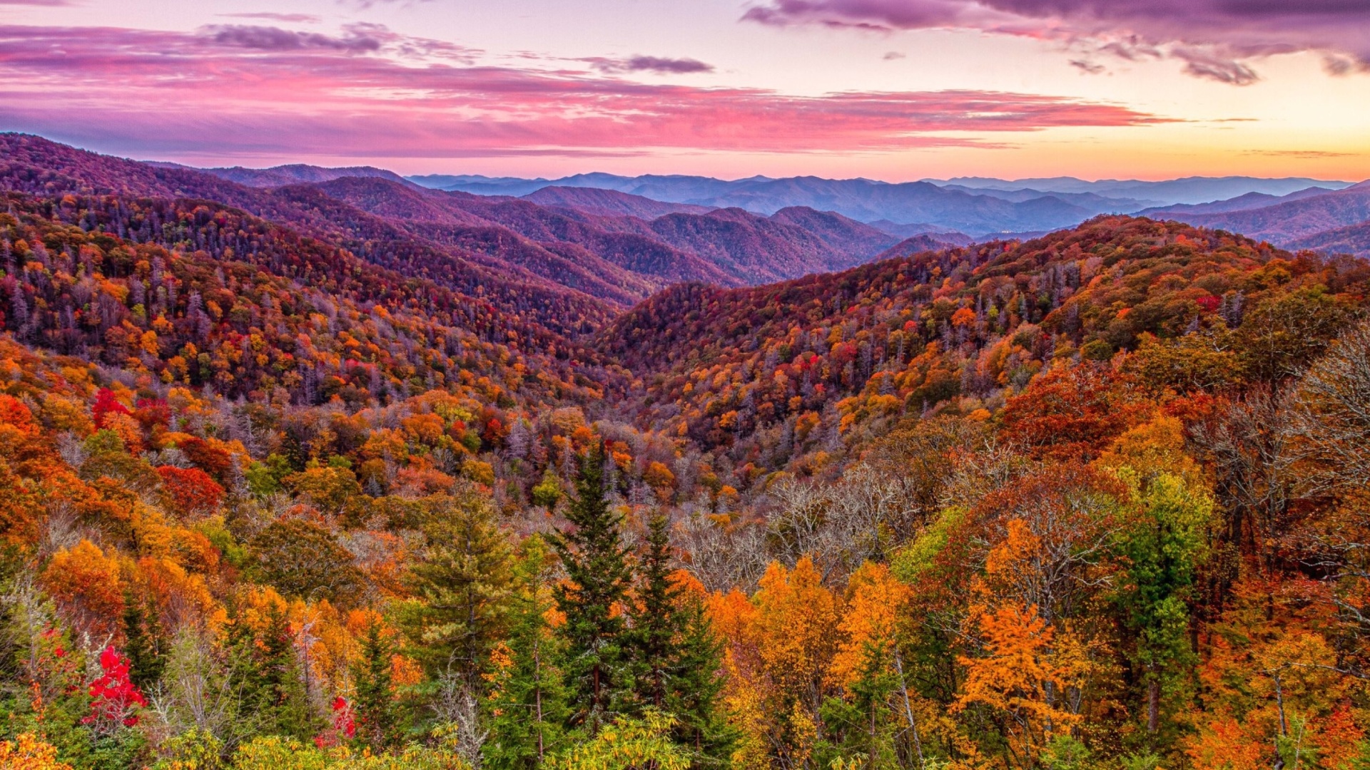 Das Autumn Mountains Alpine Panorama Wallpaper 1920x1080