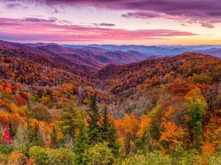 Das Autumn Mountains Alpine Panorama Wallpaper 320x240