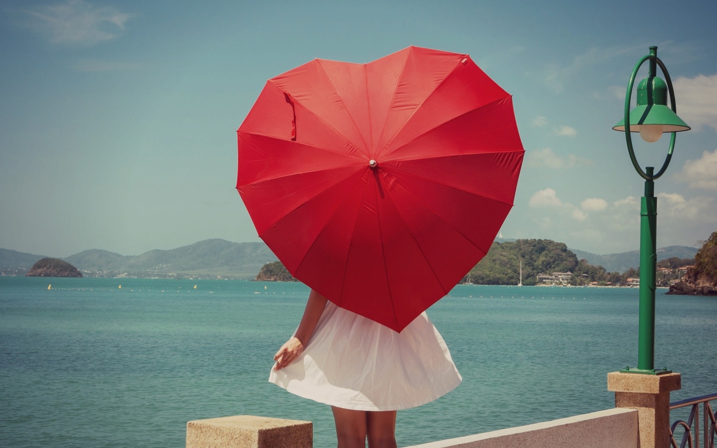 Red Heart Umbrella wallpaper 1440x900