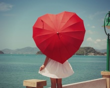 Fondo de pantalla Red Heart Umbrella 220x176