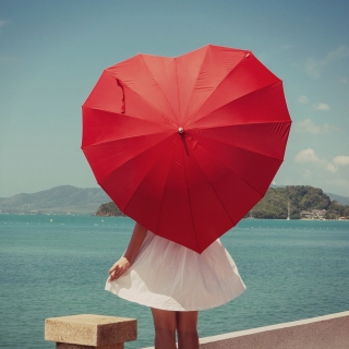 Kostenloses Red Heart Umbrella Wallpaper für 208x208
