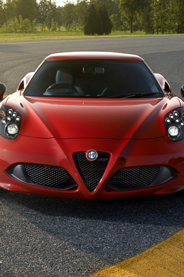 Обои Alfa Romeo 4C Front View 640x960