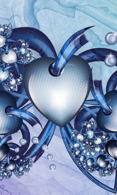 Das Fractal Hearts Wallpaper 240x400
