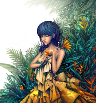 Girl In Yellow Dress Painting papel de parede para celular para iPad mini