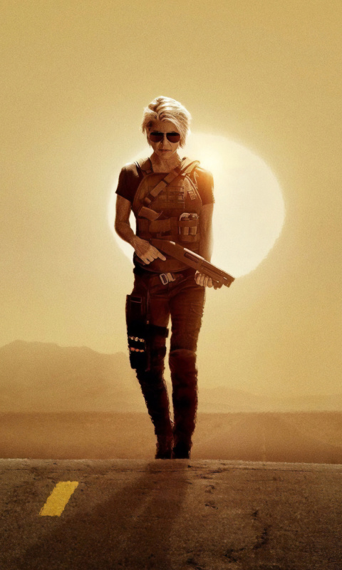 Fondo de pantalla Linda Hamilton Terminator Dark Fate 480x800