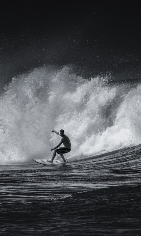 Sfondi Black And White Surfing 480x800